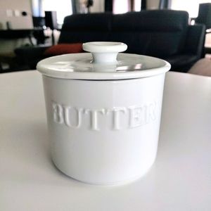 Fitz and Floyd White Butter Keeper 2 Piece Set Porcelain